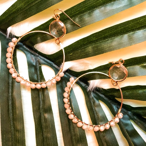 Dainty Beaded Hoop Earrings - Picture 2 of 2